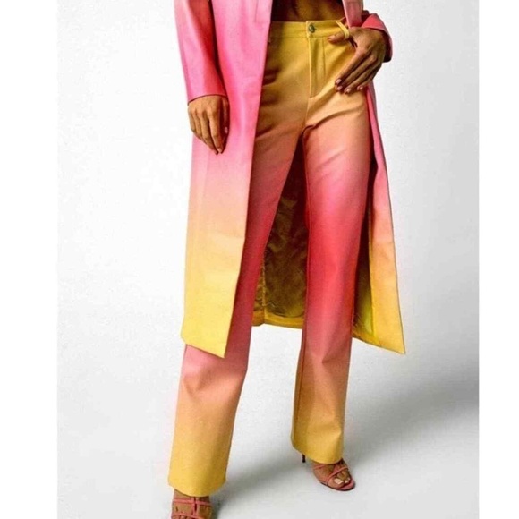 I.AM.GIA Pants - I.AM.GIA Pants Womens Medium Pink Yellow Davika Faux Leather Ombre Sunset